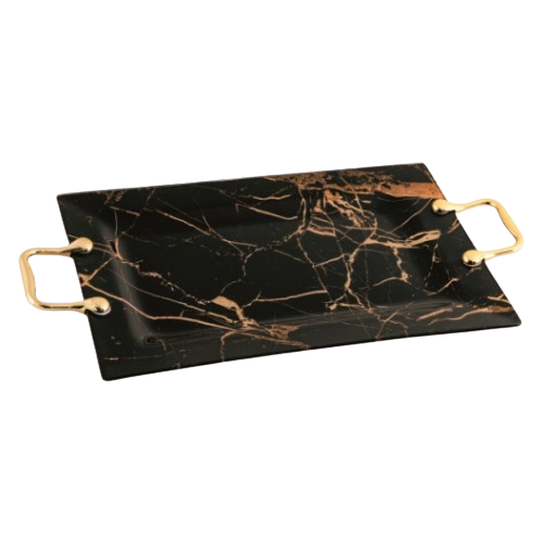 Блюдо 35*22,5см з ручками Marble Black VIVA Житомир - изображение 1