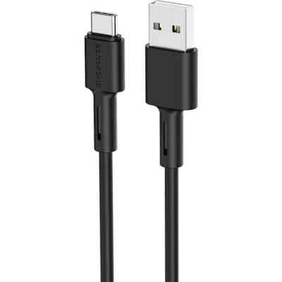 Дата кабель USB 2.0 AM to USB-C 1.0m 3A silicone BX31 black BOROFONE (6931474710390) Винница