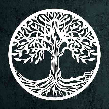 Декоративное настенное 3D Панно «Дерево в кругу» Декор на стену с объемом 70*70 см, Белый Киев