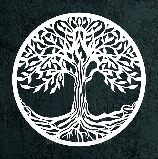 Декоративное настенное 3D Панно «Дерево в кругу» Декор на стену с объемом 70*70 см, Белый Киев - изображение 6