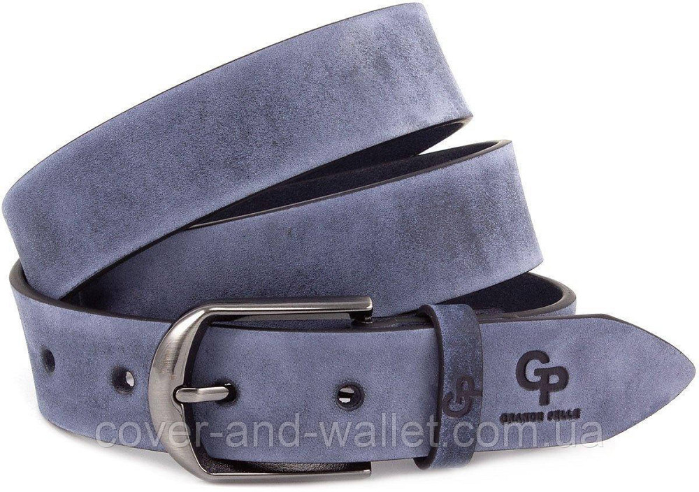 Серый мужской ремень из итальянской винтажной кожи 35мм Grande Pelle Labbro Киев - изображение 7