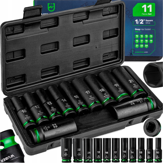 Набір ударних торцевих головок 1/2" 10-24мм Wuber 11шт. (Польща) Київ