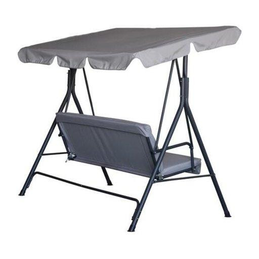 Качели трехместные садовые разборные серого цвета 