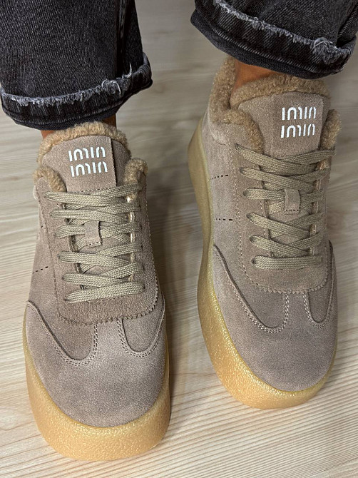 Кеды женские Hengji 633-5 утепленные замшевые на меху бежевые, 39, 24,5 см Киев - изображение 17