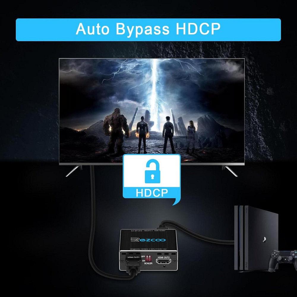 HDMI спліттер 1x2 4K HDR Dolby Vision Atmos HDCP2.2 60Hz 4:4:4 18Gbps з Downscaler та синхронізацією 1080p для Xbox PS5 Roku Київ - фото 7
