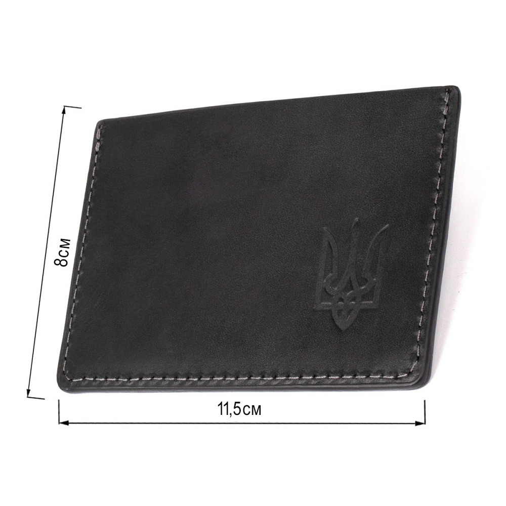 Кожаная обложка для пенсионного удостоверения GRANDE PELLE 11506 Черный Киев - изображение 3