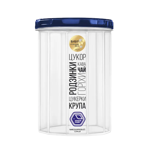 Ємність для сипучих продуктів 0,65л прозорий/індіго Народний продукт Житомир