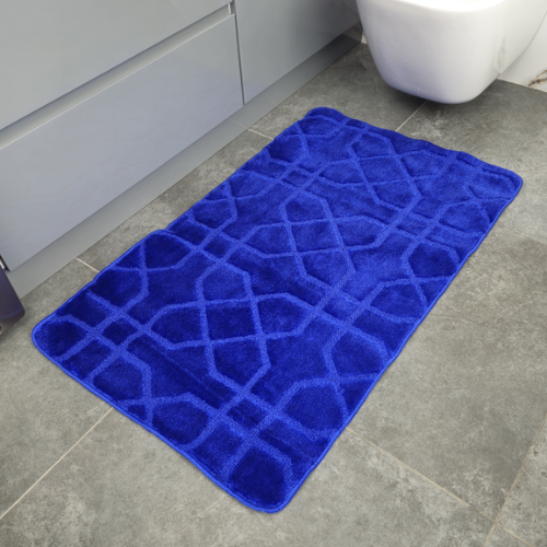 Набір килимків для ванної 2шт 60*100см+50*60см U-виріз Геометрія Standard синій поліпропілен Дариана Житомир