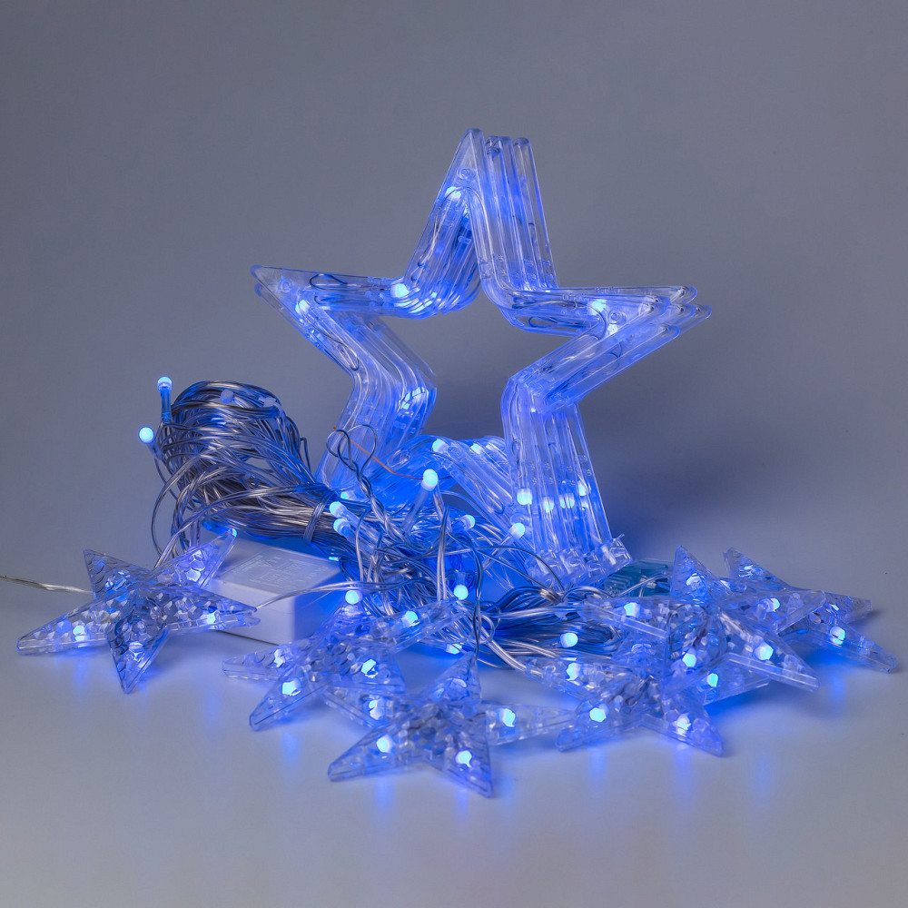 Гирлянда штора 3х0,7 м Звезды на 108 LED лампочек светодиодная 6 больших и 6 маленьких звезд 9 В 8 режимов 1733054BL Киев - изображение 8