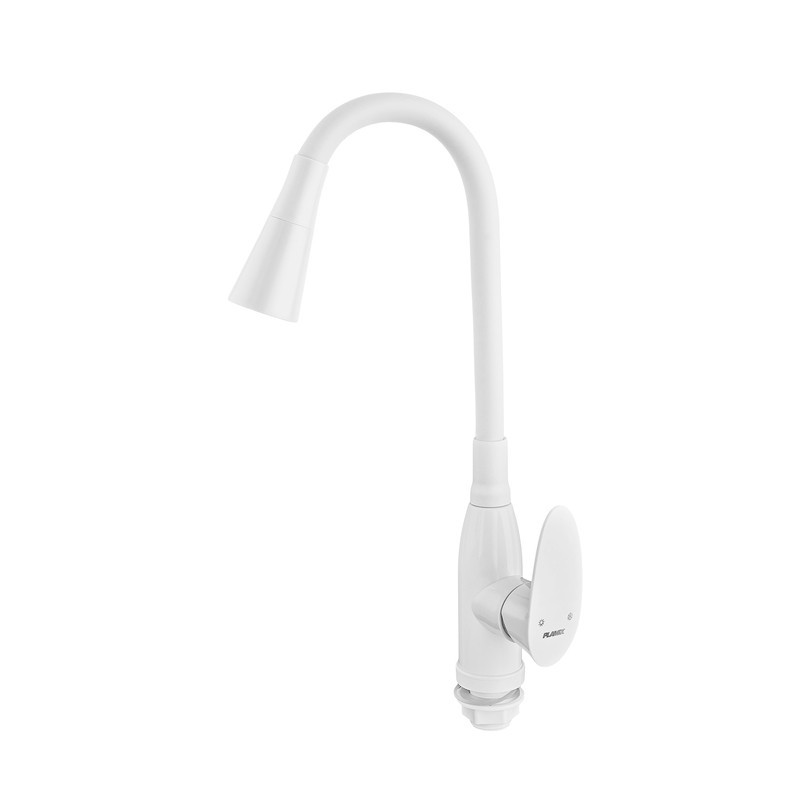 Смеситель для кухни PLAMIX CEZAR-011-B SET WHITE REFL.WHITE с силиконовым изливом, с подводом (PM0718) Киев - изображение 2