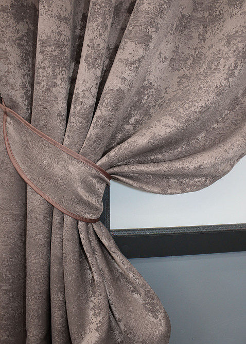 Комплект коротких штор VR-Textil Жаккард Sultan YL № 1669ш Какао 130х170 см 2 шт (35-0298) Киев - изображение 4