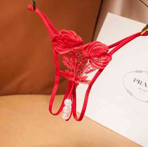 Трусики з бусинками червоні та з квіточками - розмір універсальний, резинка до 86см Київ