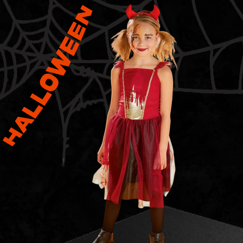 Дитяча сукня з обручем Дияволиця на Хелловін розмір M 7-10 років червоний Київ - фото 1