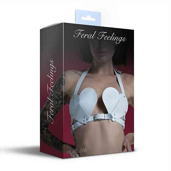 Ліф Серце з натуральної шкіри Feral Feelings - Hearts Bra White Sex Aura Київ