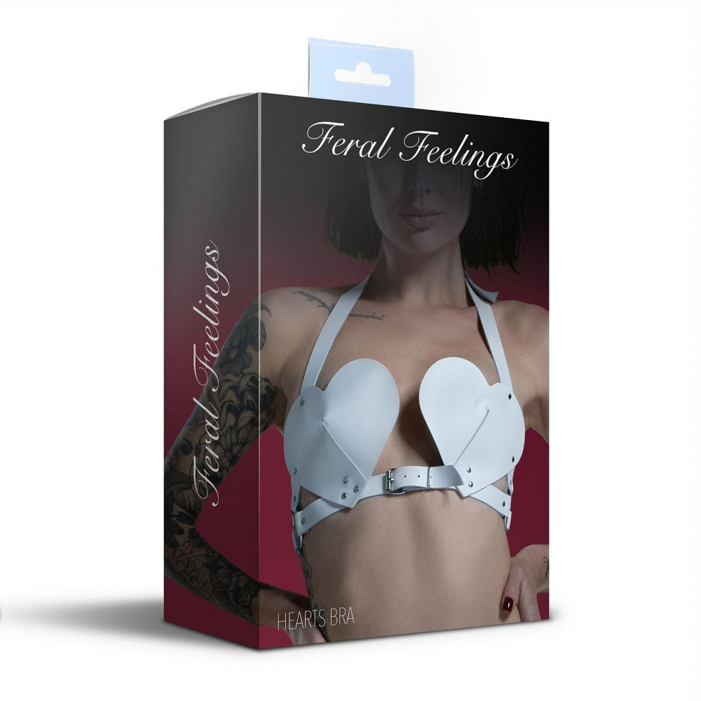 Ліф Серце з натуральної шкіри Feral Feelings - Hearts Bra White Sex Aura Київ - фото 3