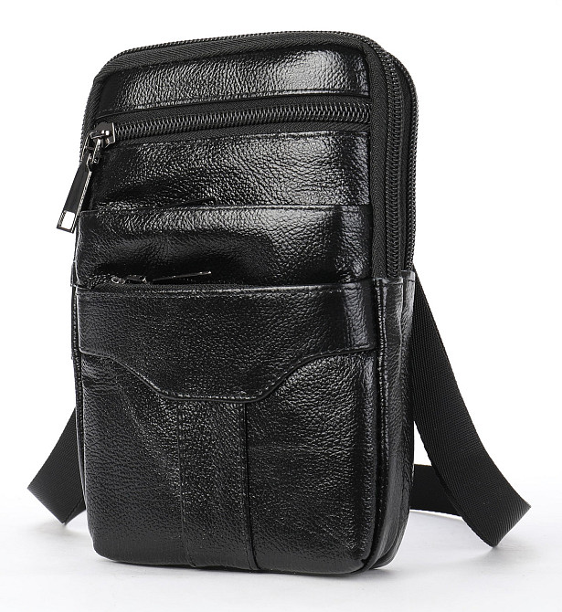 Небольшая кожаная поясная сумка Черный (Vintage) Киев - изображение 6