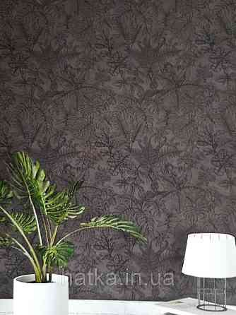 Шпалери флізелінові eco Decoprint Essentials EE22546 різні тропічні листя папороті монстери чорні Київ