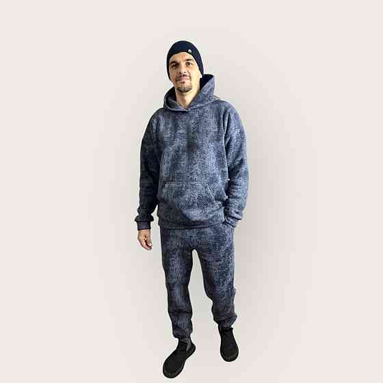 Чоловічий зимовий спортивний костюм на флісі Чорний 54/56 Сірий Мармур Харків