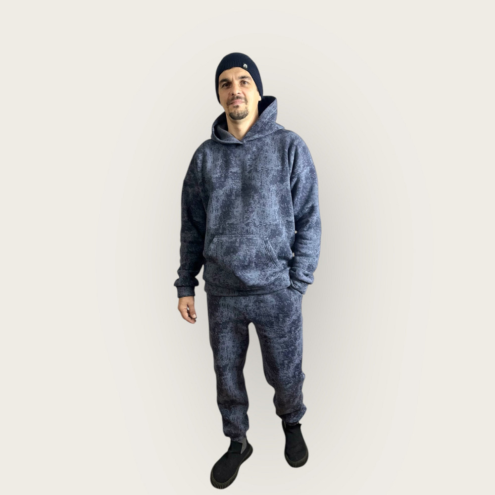 Мужской зимний спортивный костюм на флисе Черный 54/56 Серый Мрамор Харьков - изображение 1