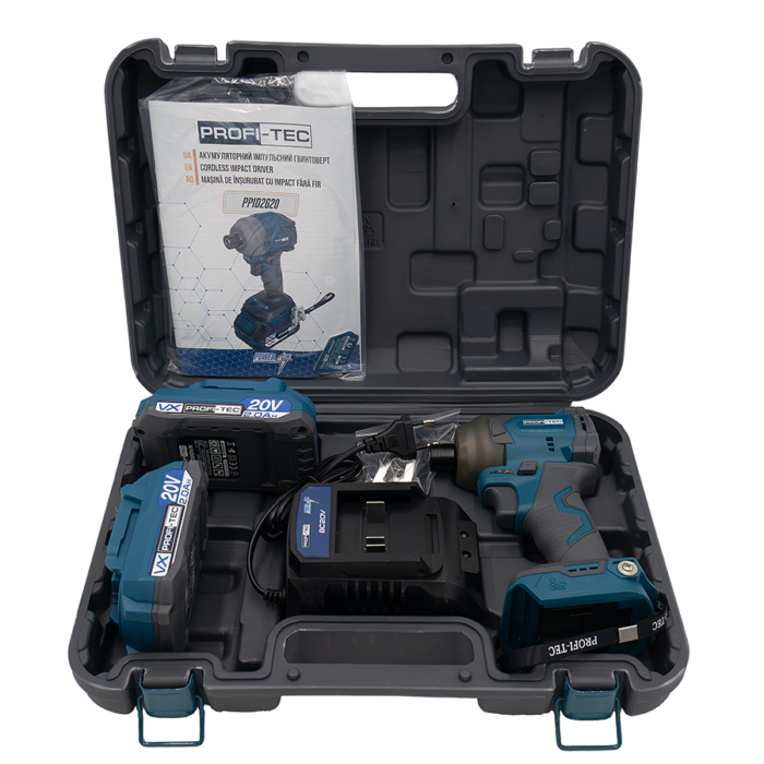 Мощный аккумуляторный гайковерт PROFI-TEC PPID2620 POWERLine : с АКБ 2шт-20V 2Ah (007132) Киев - изображение 10