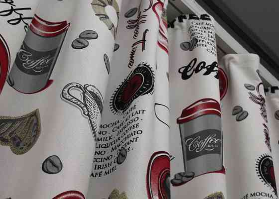Комплект готових фото-штор VR-Textil Coffee-House № 1496ш Різнобарвний 150х275 см 2 шт (33-0395) Київ