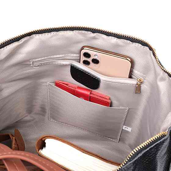 Удивительная двухцветная женская сумка из натуральной кожи Vintage 22303 Черный Киев