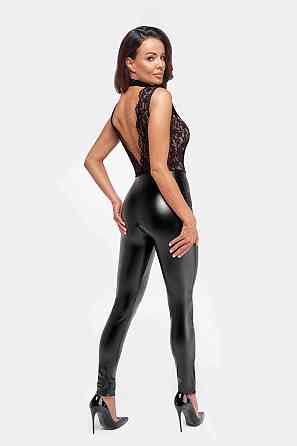 Комбінезон вініловий Libido F298 Noir Handmade, з мереживом, чорний, розмір M Sex Aura Київ