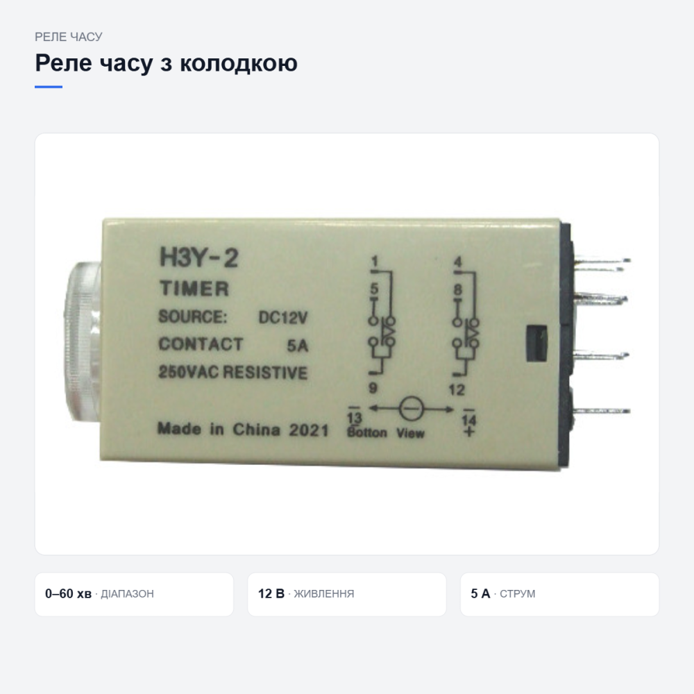 Реле часу H3Y-2 з колодкою Київ - фото 4