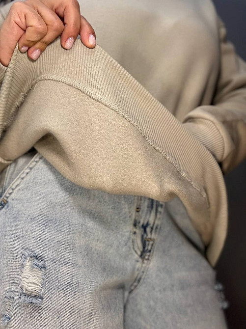 Свитшот женский Pepper&mint 24-14 базовый простой удлиненный оверсайз темно бежевый, тёмнобежевый, M Киев - изображение 16