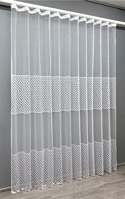 Тюль VR-Textil 1591т Ромб Меандр Жаккард Белый 400х270 см (42-1359) Киев - изображение 3