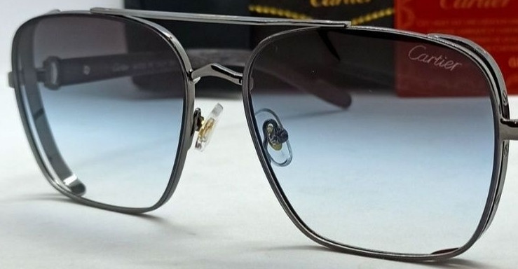 Брендові окуляри чоловічі в сірому металі лінзи сіро-блакитного градієнта. Київ - фото 5