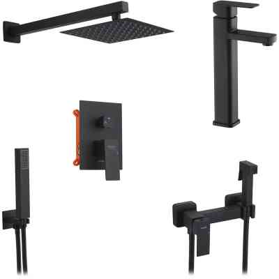 Душовий гарнітур Kroner Edelstahl Kubus-SCH082 + змішувач Edelstahl Kubus-SCH010-3 + змішувач Edelstahl Kubus-SCH052 (CVS30180) Вінниця