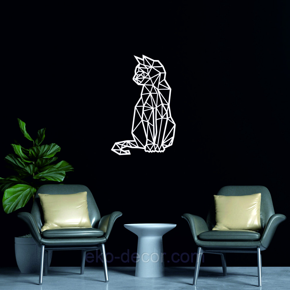 Декоративное настенное Панно «Кот» Декор на стену 90*58 см, Белый Киев - изображение 4