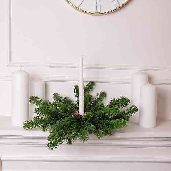 Lugi Штучний підсвічник вінок Новорічний з декором зелений на 1 свічку SOK-O-1 Коломия