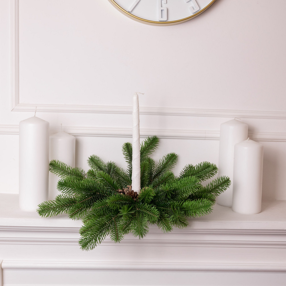 Lugi Штучний підсвічник вінок Новорічний з декором зелений на 1 свічку SOK-O-1 Коломыя - изображение 1