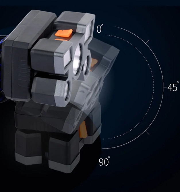 Налобный фонарик на аккумуляторе 5 led с зарядкой USB 4 режима черный Киев - изображение 2