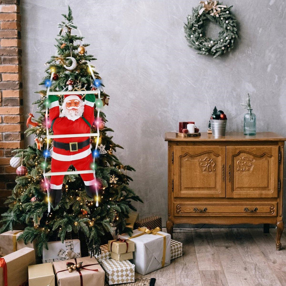 Декорація настінна LED Санта-Клаус на драбині Київ - фото 6