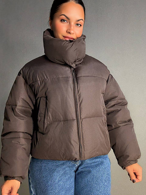 Куртка жіноча Lady Yep 10043 коротка на блискавці з коміром коричнева, коричневий, 44 Київ - фото 6