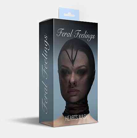 Маска серце сітка із повністю закритим обличчям Feral Feelings - Hearts Mask Black/Black Sex Aura Київ