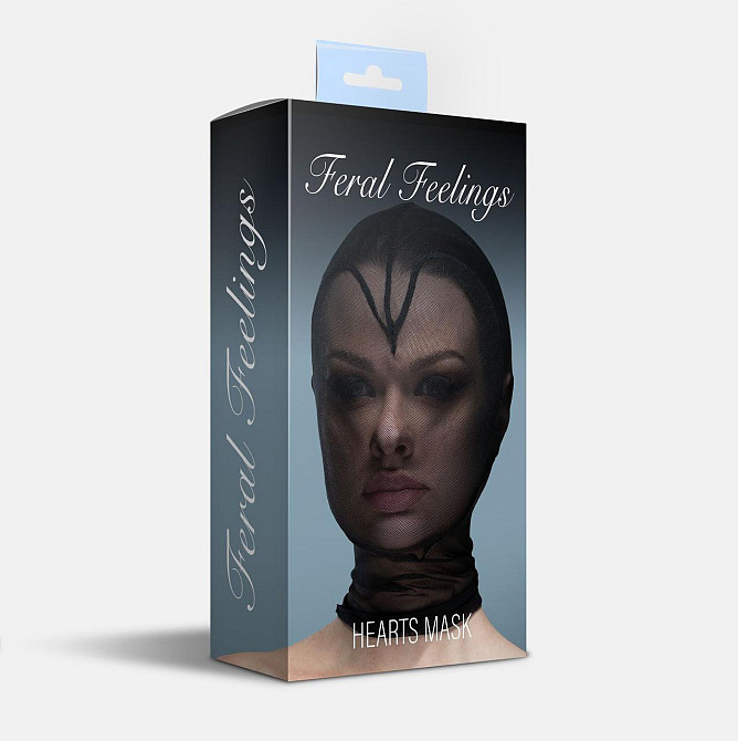 Маска серце сітка із повністю закритим обличчям Feral Feelings - Hearts Mask Black/Black Sex Aura Київ - фото 2