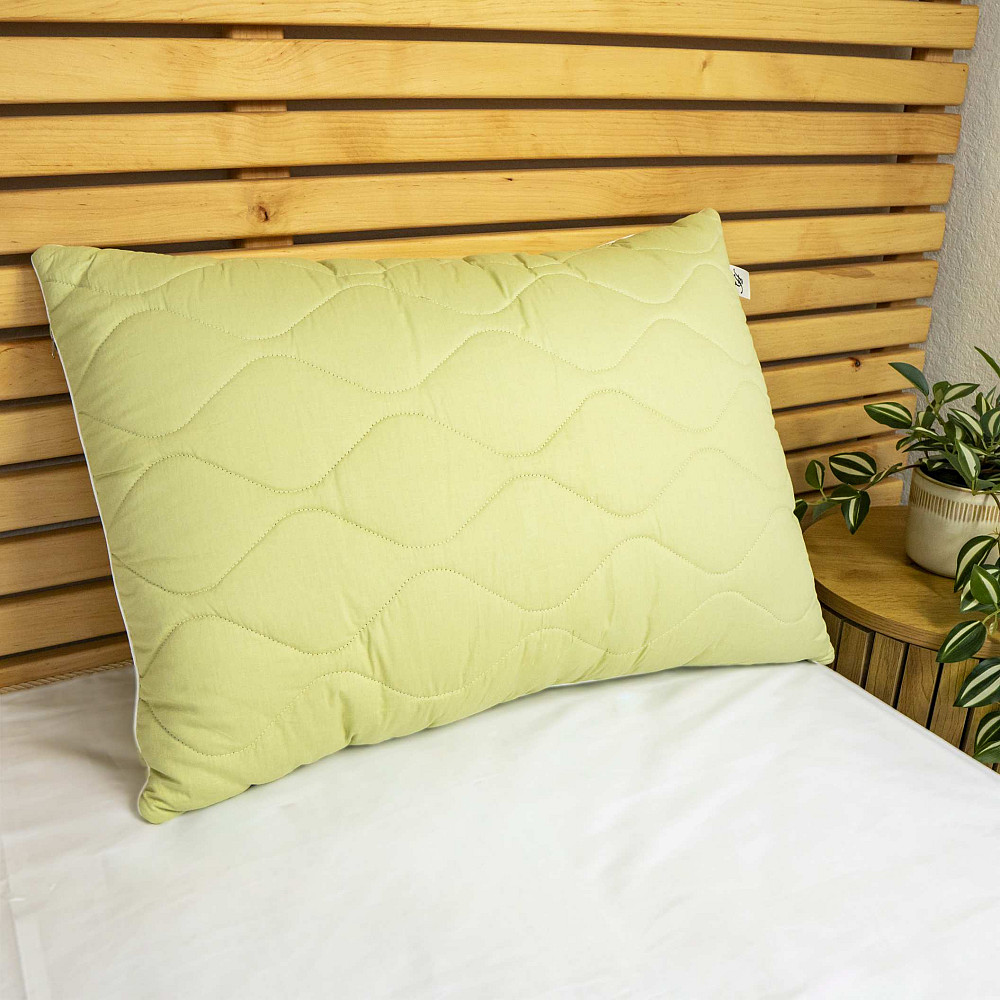 Подушка конопляная стеганная YouStar 50х70 см чехол 100% хлопок Сатин (Оливковый) Сумы - изображение 1