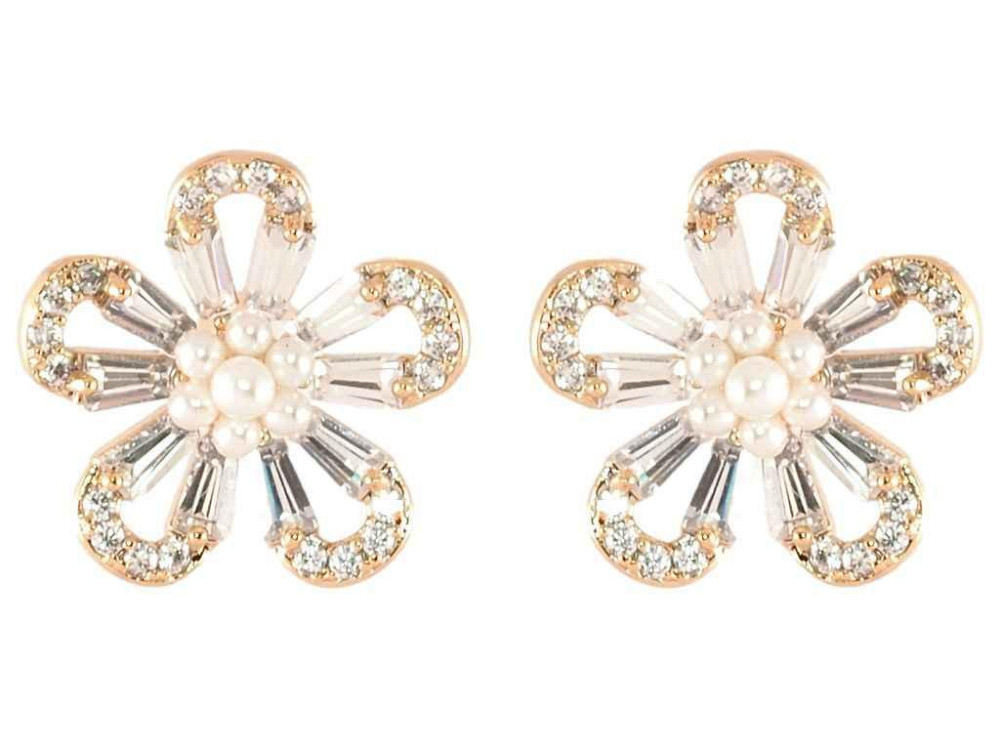 Серьги Позолота 18K пусеты Хрустальные цветочки (224531) ТМ XUPING Киев - изображение 1