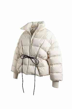Куртка женская Fashion 3097 пуффер оверсайз со шнурком на талии молочная, молочний, M Киев