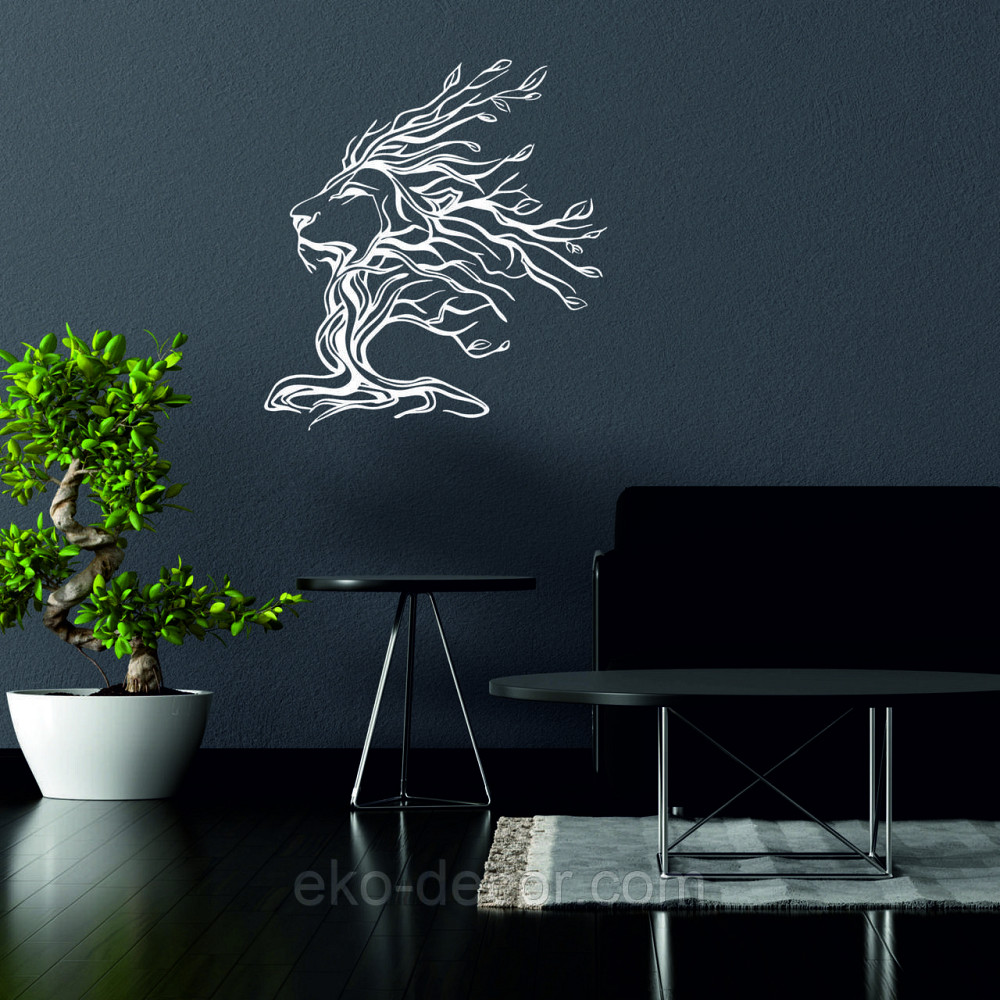 Декоративное настенное 3D Панно «Лев» Декор на стену с объемом 90*83 см, Белый Киев - изображение 5