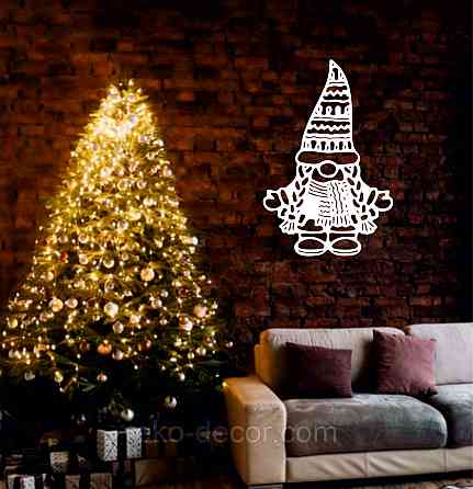 Декоративное настенное Панно «Гном», Декор на стену 70*46 см, Белый Киев