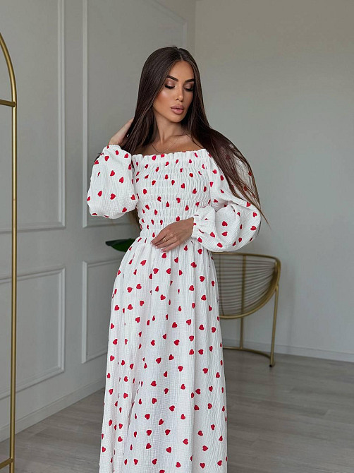 Женское романтичное легкое макси платье с сердцем муслин 100% хлопок Одесса - изображение 9