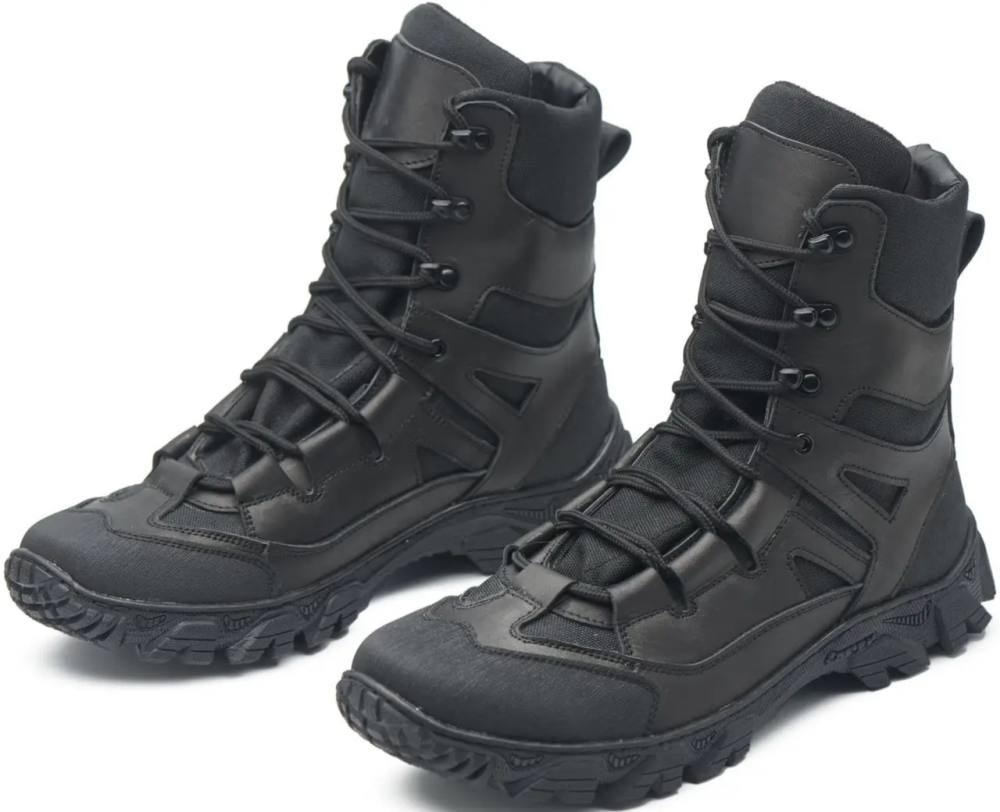 Мужские военные кожаные берцы демисезонные черные, тактические качественные водостойкие кожаные берцы Львов - изображение 4