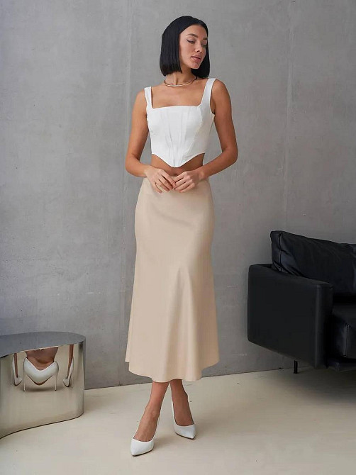 Женская легкая романтичная юбка-миди шелк армани 50/52, Бежевый Одесса - изображение 4