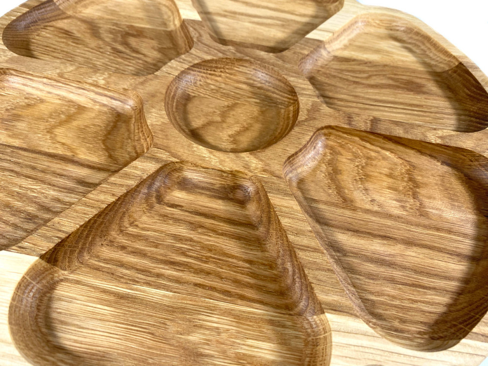 Деревʼяна тарілка з натурального дерева діаметр 30,5 см, висота 2 см, тарілка для закусок Кам'янець-Подільський - фото 3