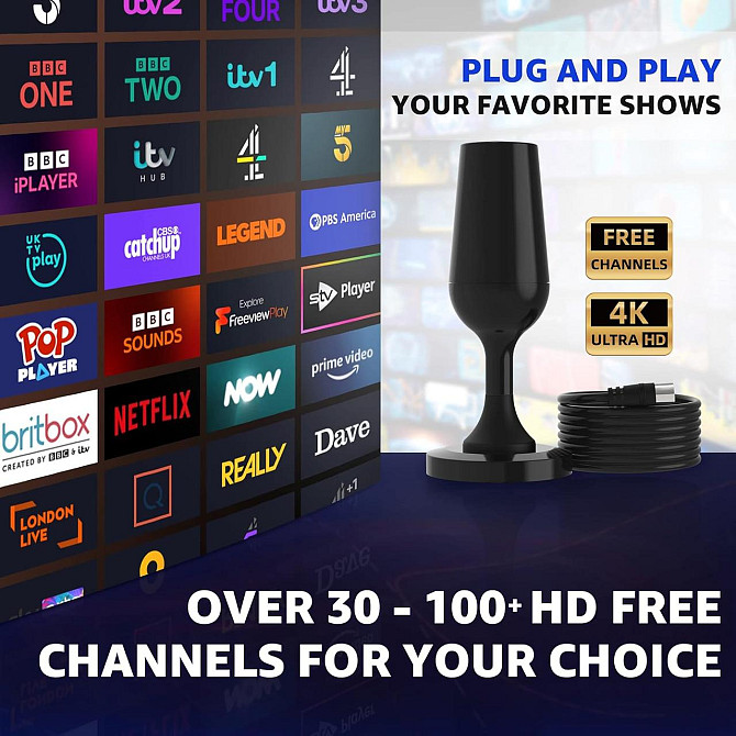 Кімнатна телевізійна антена, потужна, прийом TNT HD/4K 1080P великий радіус дії 360° сильна магнітна Київ - фото 3